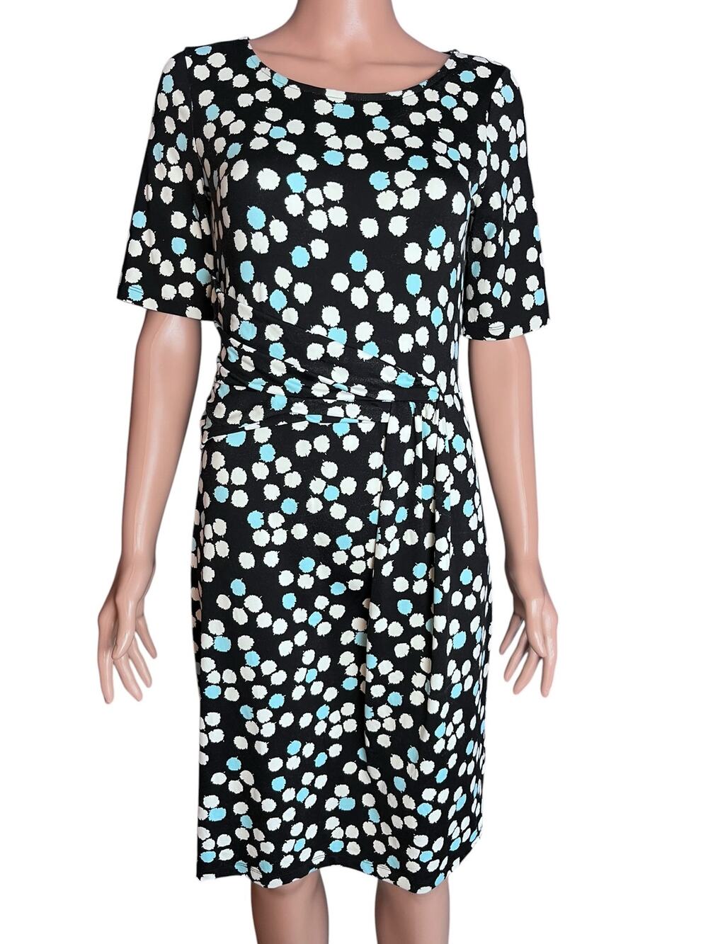 Talbots Dotted Stretch Knit Midi Dress S Workwear Wedding Guest Travel Resort